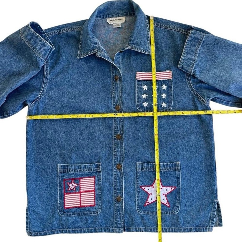 Vintage Michelle Louise Denim Embroidered Americana American Flag & Star Jacket - Picture 5 of 6